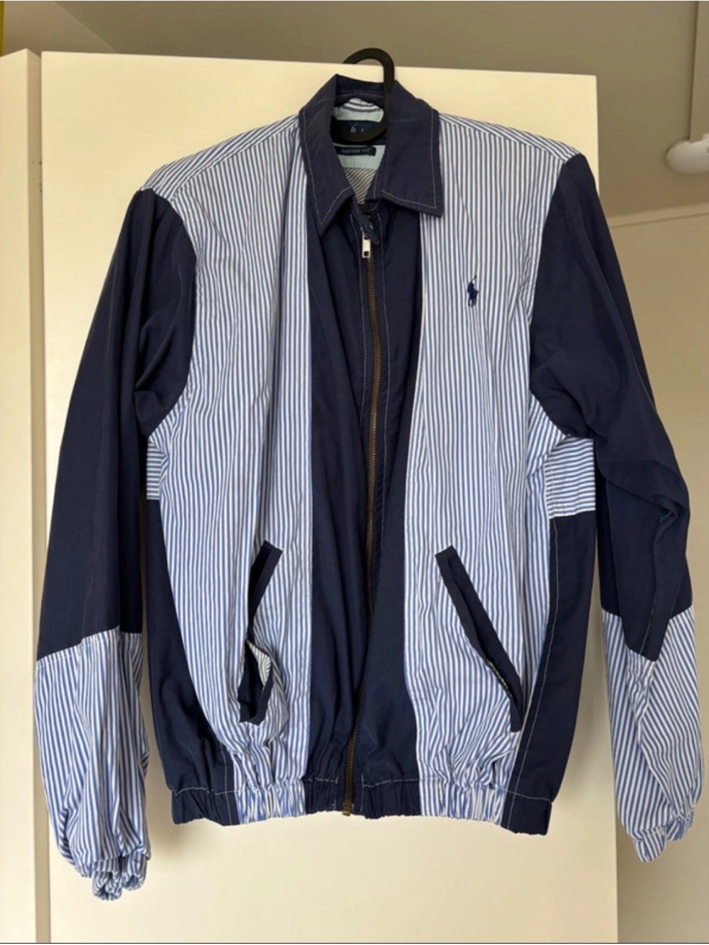 Ralph Lauren Navy & White Striped Bomber Jacket.
